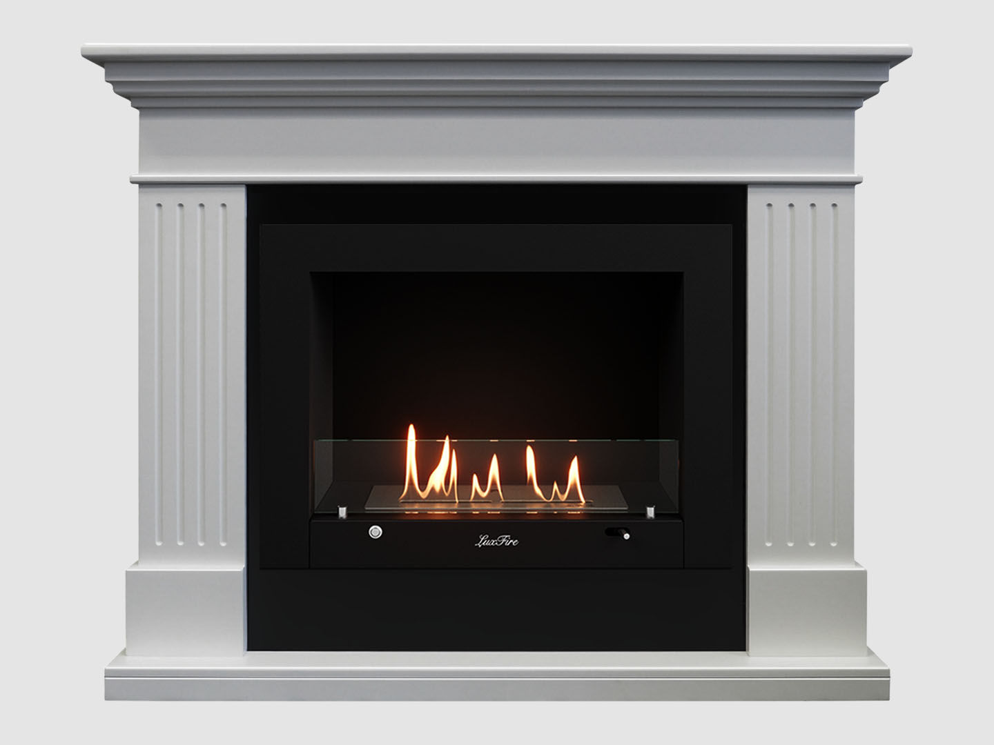 Каминный портал МДФ "Турин 1280" с биокамином Lux Fire "Фаер Бокс 3-30" (белый) по цене 97 600 руб.