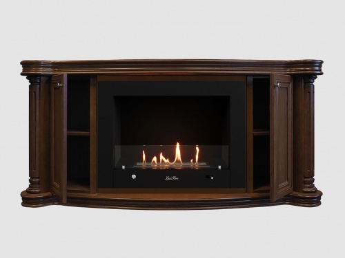 Каминный портал МДФ "Бетховен 1720" с биокамином Lux Fire "Фаер Бокс 4 - 33" (темный орех)