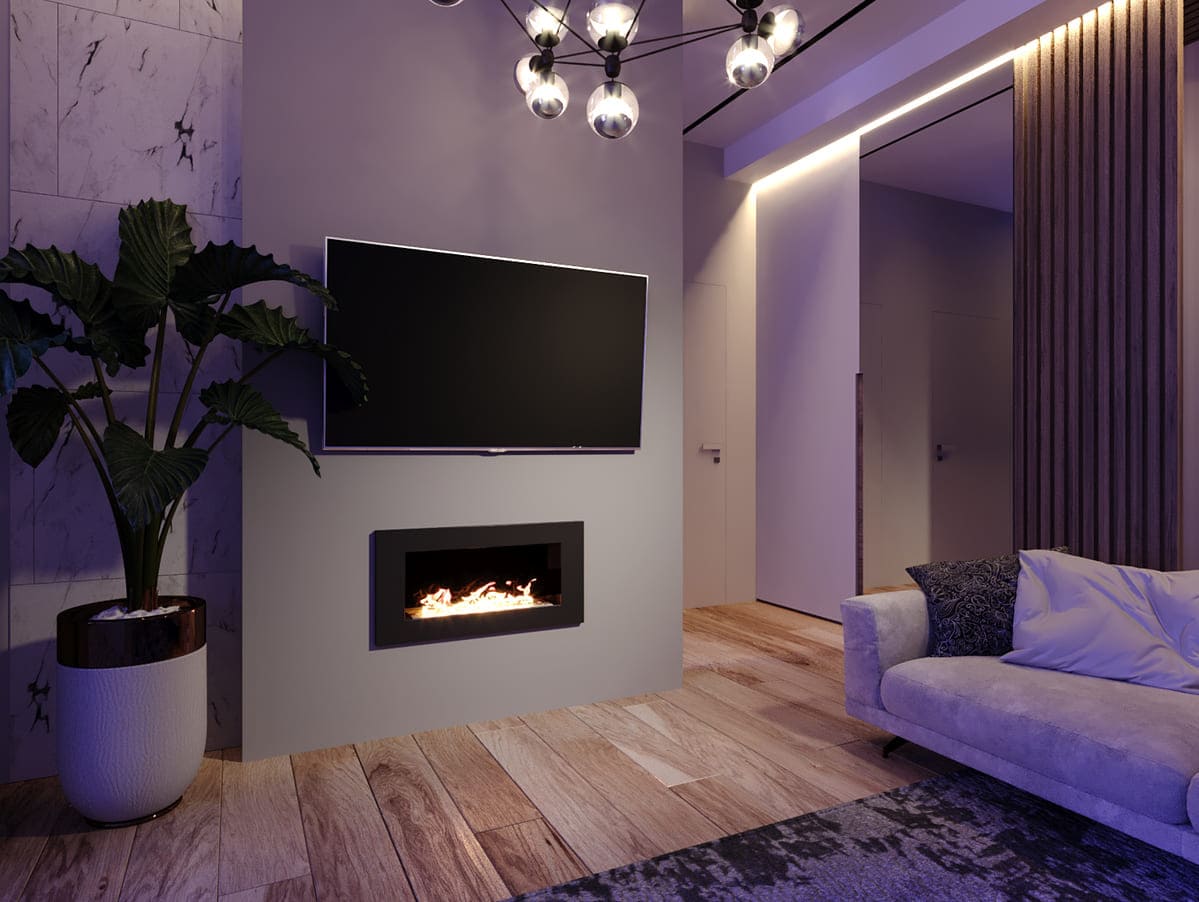 Биокамин "Русский огонь" Лофт 800V встраиваемый (высота 500мм.) с декоративным стеклом (стемалитом) по цене 25 100 руб.